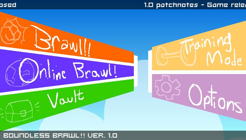 Mockup do Menu do Boundless Brawl