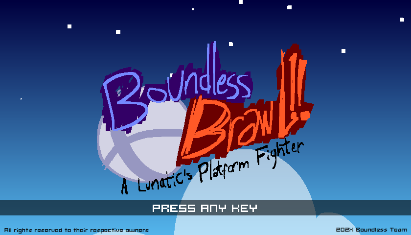 Mockup da tela título do Boundless Brawl