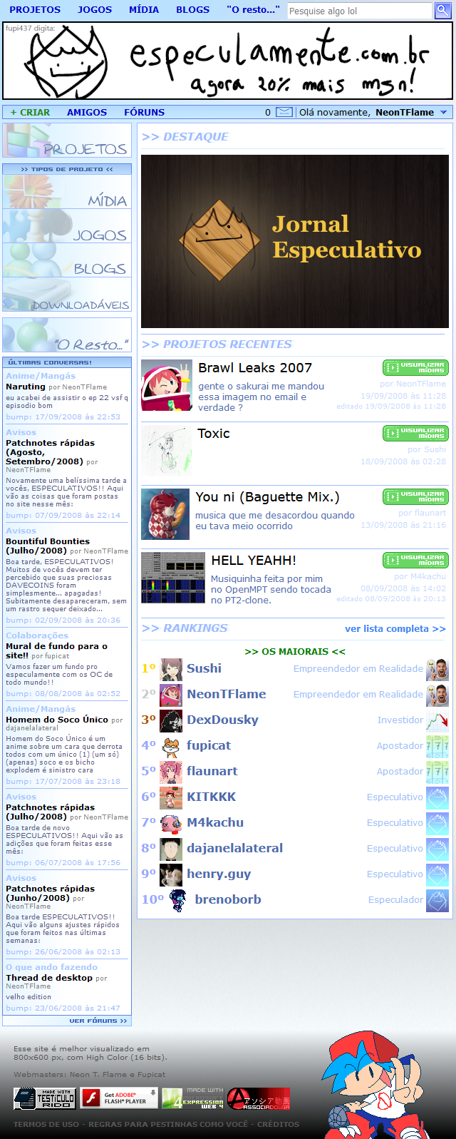 Página principal do site