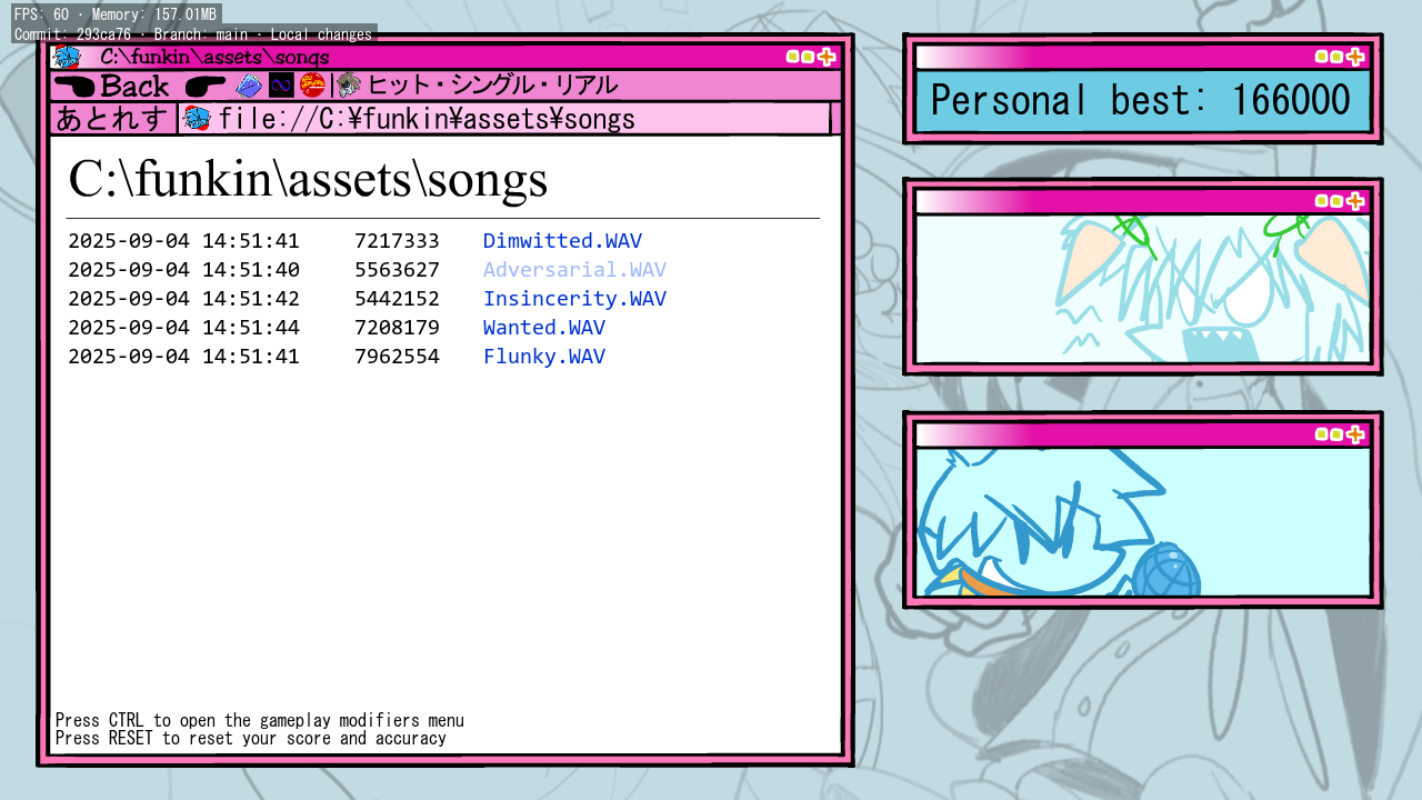 Menu do modo freeplay